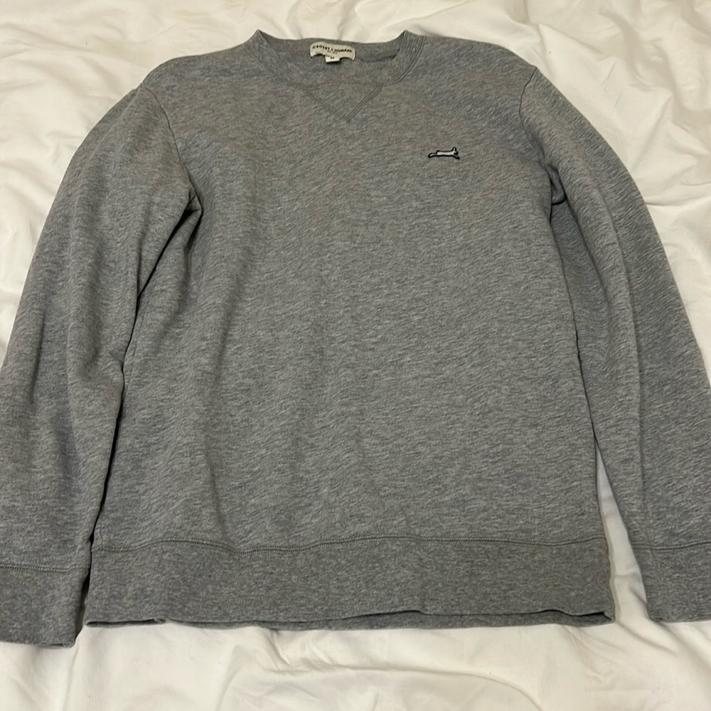 Crosby & Howard long sleeve crew neck slim fit pullover sweatshirt in gray